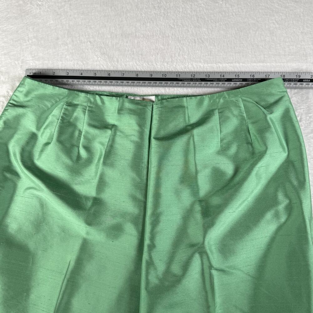Vintage 90s Talbots Pure Silk Women 16/18 Sage Green Shantung Silk 2 pc Pant Set - Picture 12 of 14
